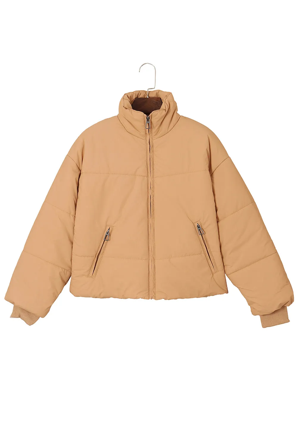 Zip Up Pocketed Puffer Coat